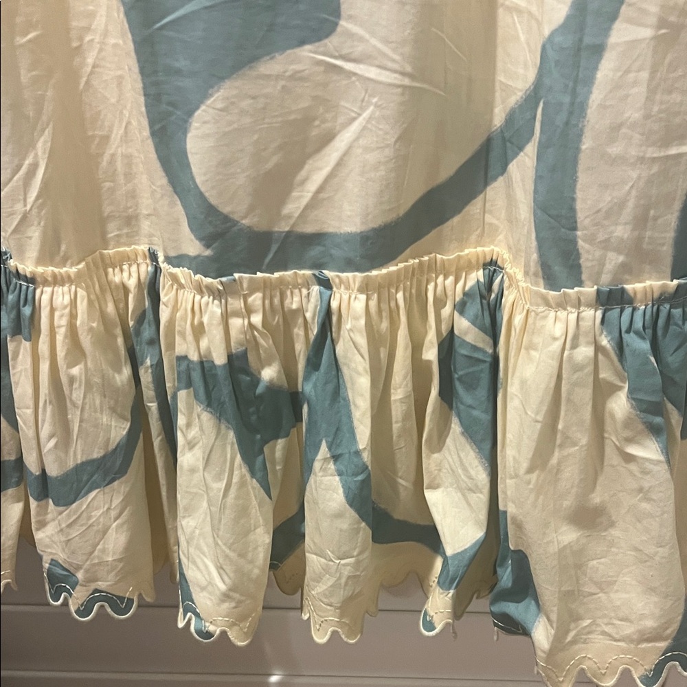 Cream and Blue Women's Dress - Picture 8 of 11